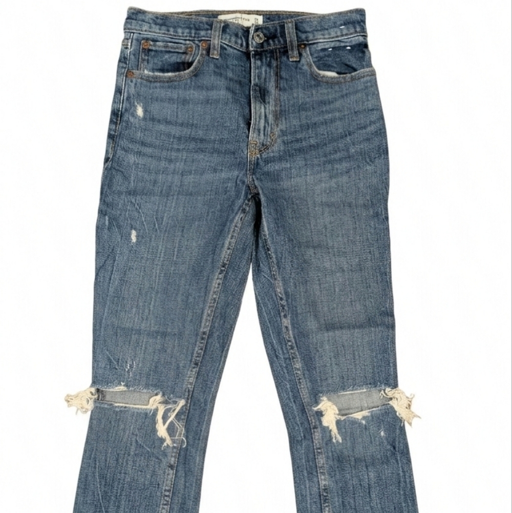 Abercrombie & Fitch The Skinny High Rise Distressed Jeans Size 24 / 00R Blue